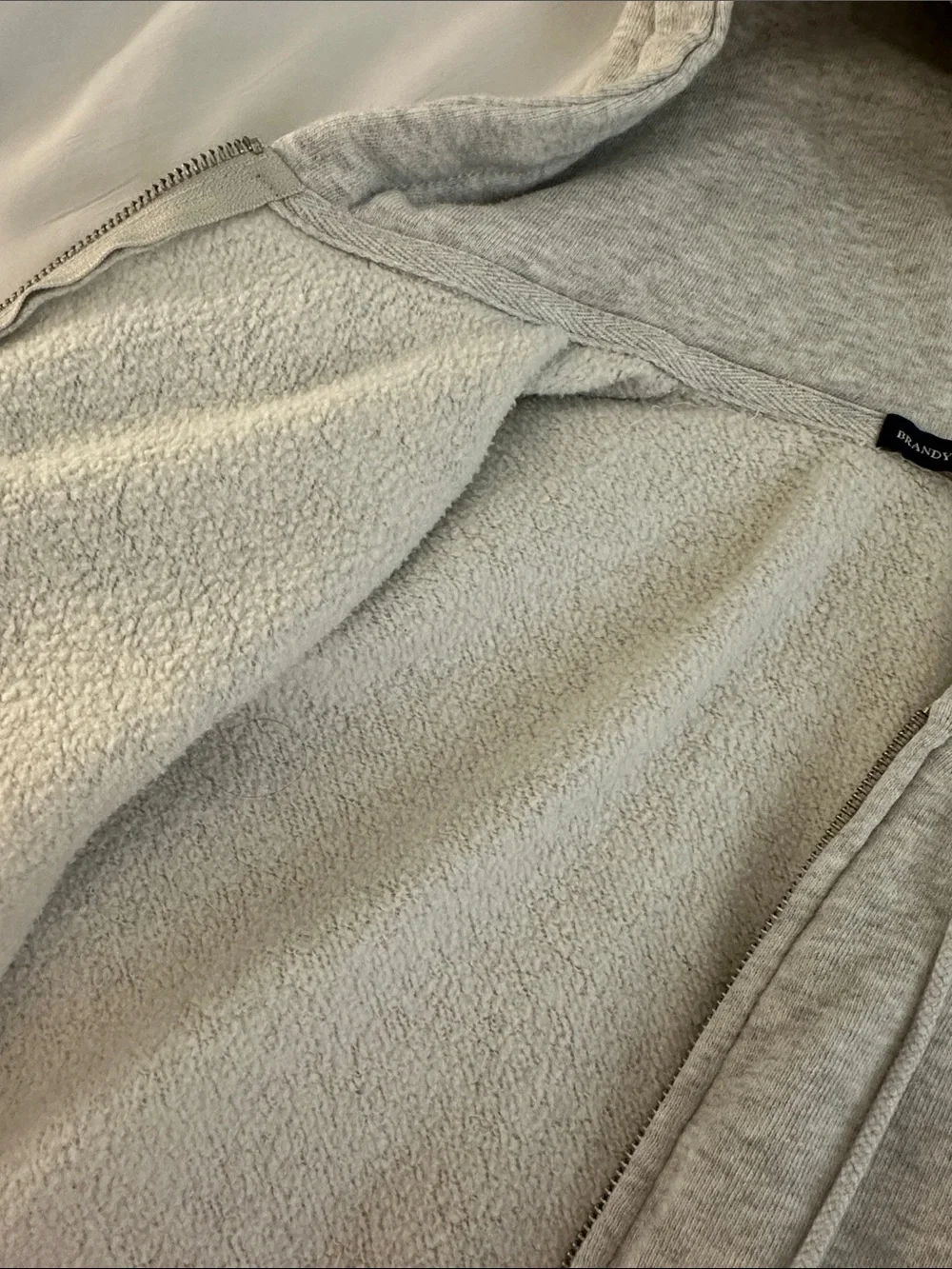 Brandy Melville-  Light Gray Cropped Zip-Up Hoodie